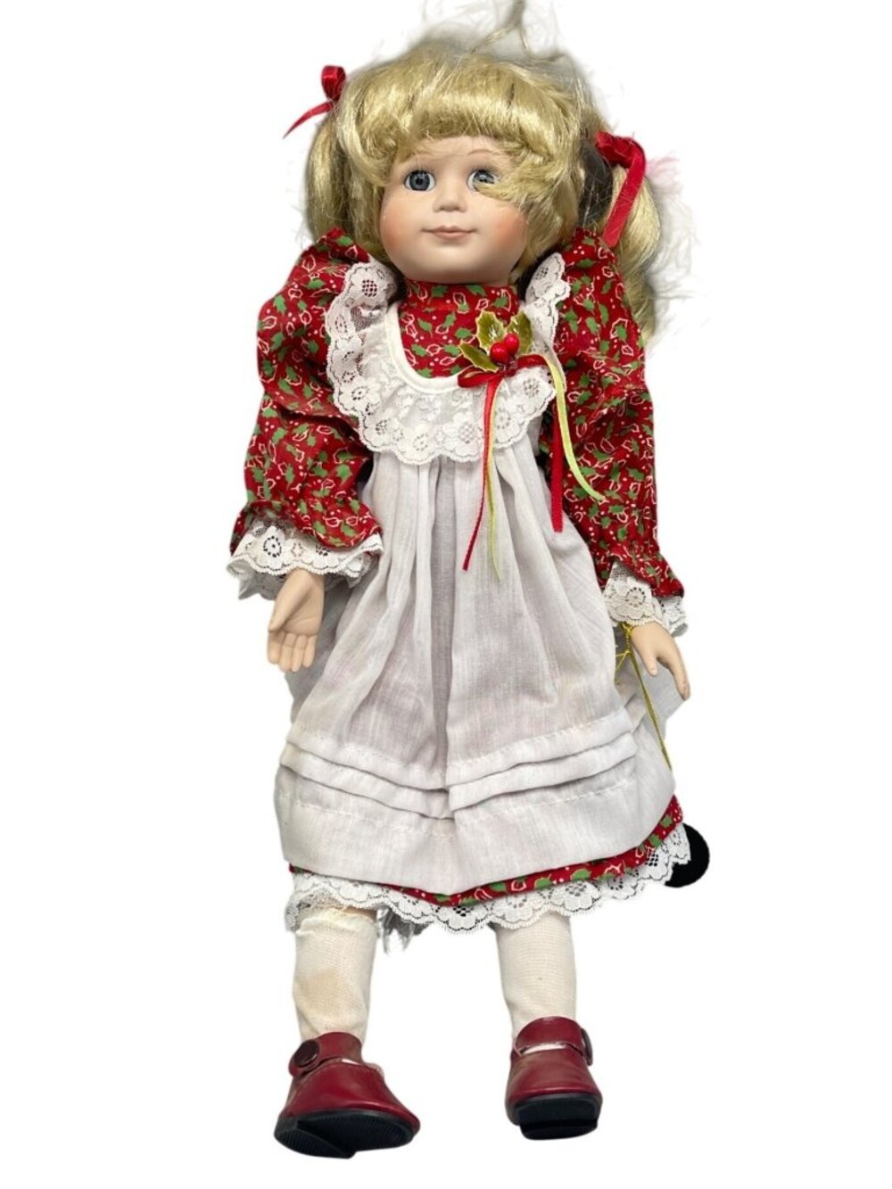 Vintage 1991 Authentic Brinn's Collectible Porcelain Doll & stand Blonde READ
